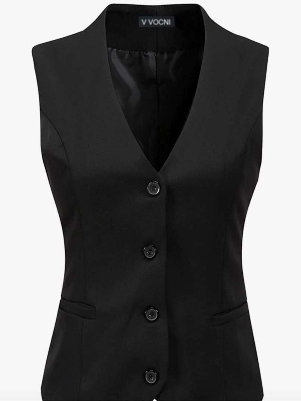 V VOCNI Black Tailored Button Vest